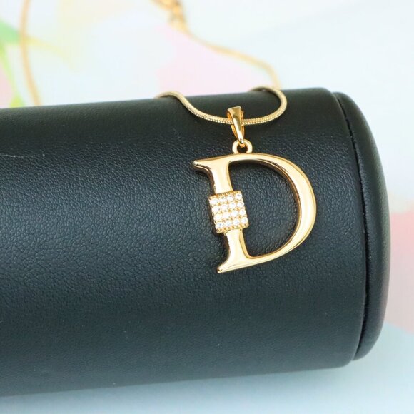 "Rose Gold Plated D Initial Pendant with Sparkling Crystal Detail, XPPT1415 - Picture 6 of 13